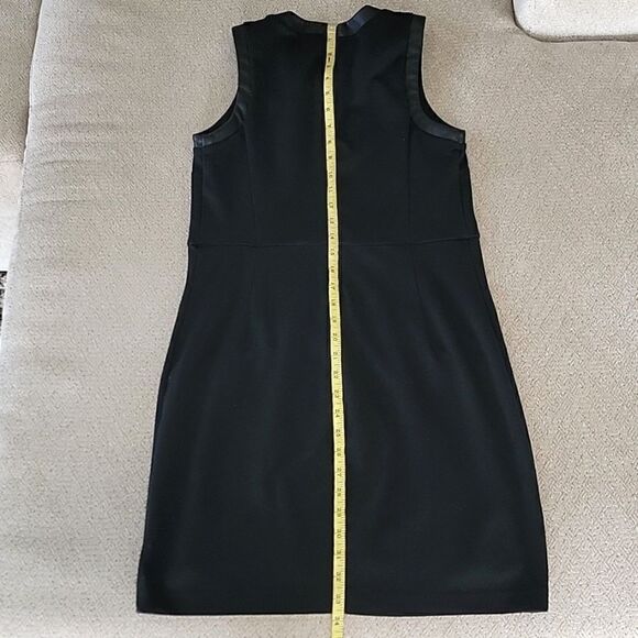 Express Factory Black Sleeveless Faux Leather Trimmed Dress - Size Medium - Picture 14 of 16